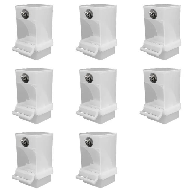

【LAST CHANCE】8X White Bird Feeders Automatic Parrot Feeder Drinker Seed Food Container Cage For Small And Medium Parakeets