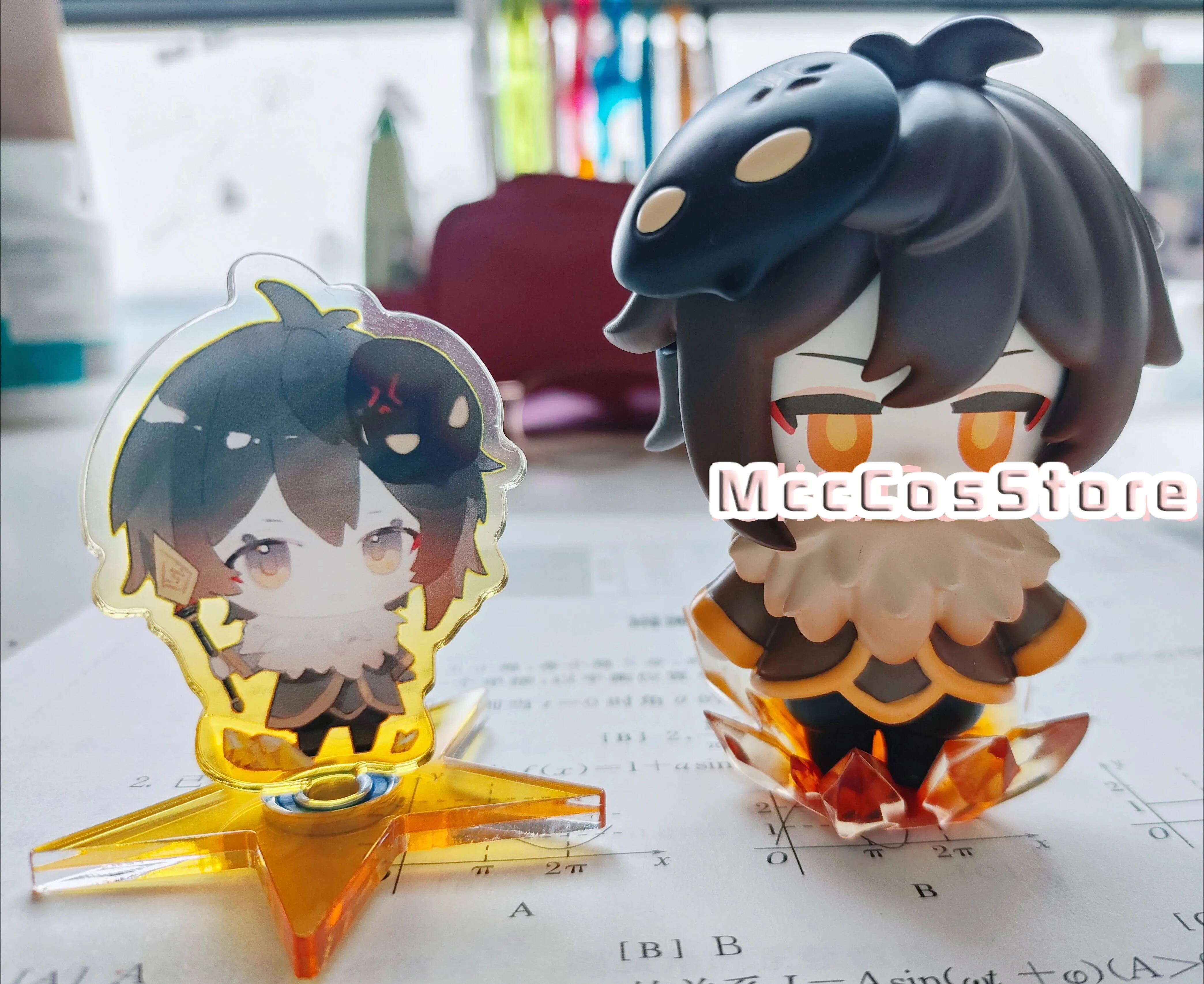 

New Genshin Impact Zhongli 8Cm Pu Q-Version Figurines Acg Anime Cute Desktop Ornament Decor Detachable Head Figure Gift Cosplay
