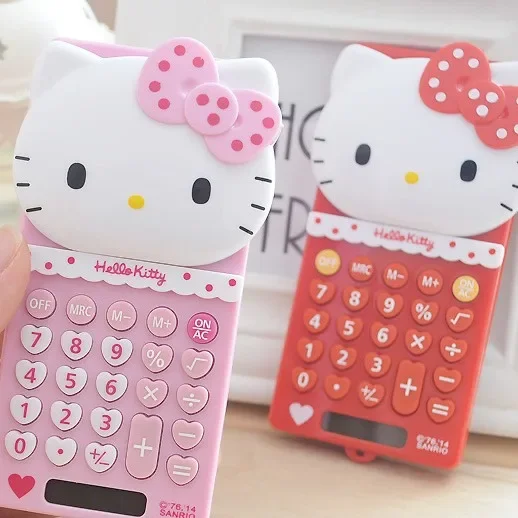 Hello Kitty Calculator Cute Push Back Design Portable Office Supplies Electronic Math Device Student Stationery Girl Gifts image 5