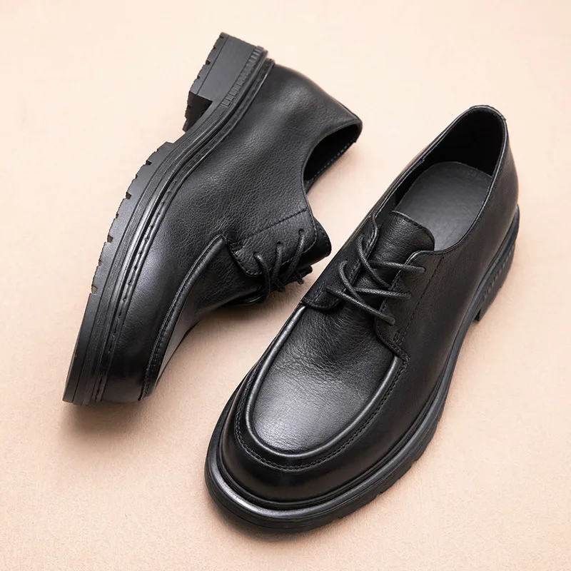 British Style Mens Casual Business Shoes Luxury Genuine Leather 2024 Designer Round Toe Handmade Quality Party Social Shoes Man