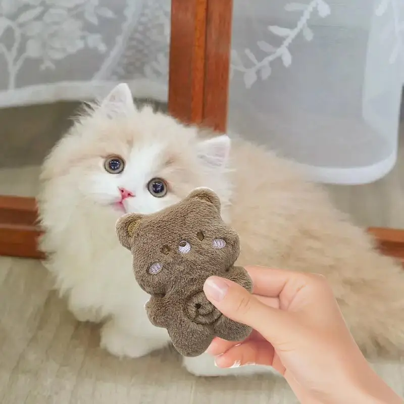 Kitten Catnip Plush Lovely Bear Design Teeth Grinding Catnip Toy Pet Teething Chew Supplies For Stuffed Animal Interactive Toy