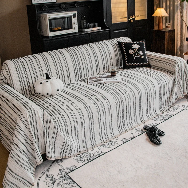 Simple Style Chenille Sofa Towel with Tassels Edge Sofa Cover Blanket Home Decoration Leisure Relax Beach Towel