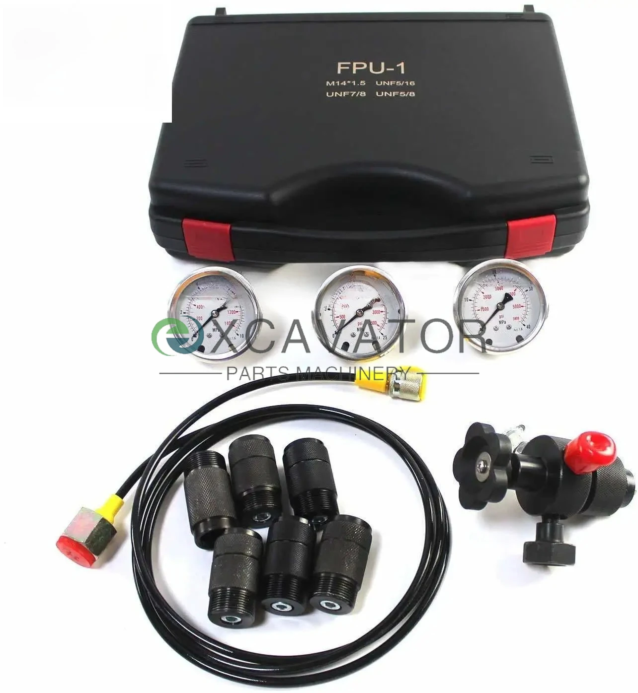 

Hydraulic Nitrogen Accumulator Charging Kit Nitrogen Pressure Test System w/ 3 Gauges 7 Couplings Gas Hose Gas Charging Tools