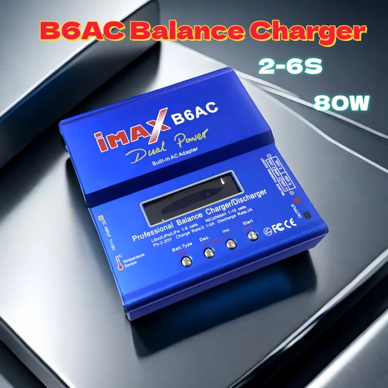 

Сбалансированное зарядное устройство B6AC, многофункциональное зарядное устройство для аккумуляторов моделей самолетов, 80 Вт, полный комплект с кабелем питания