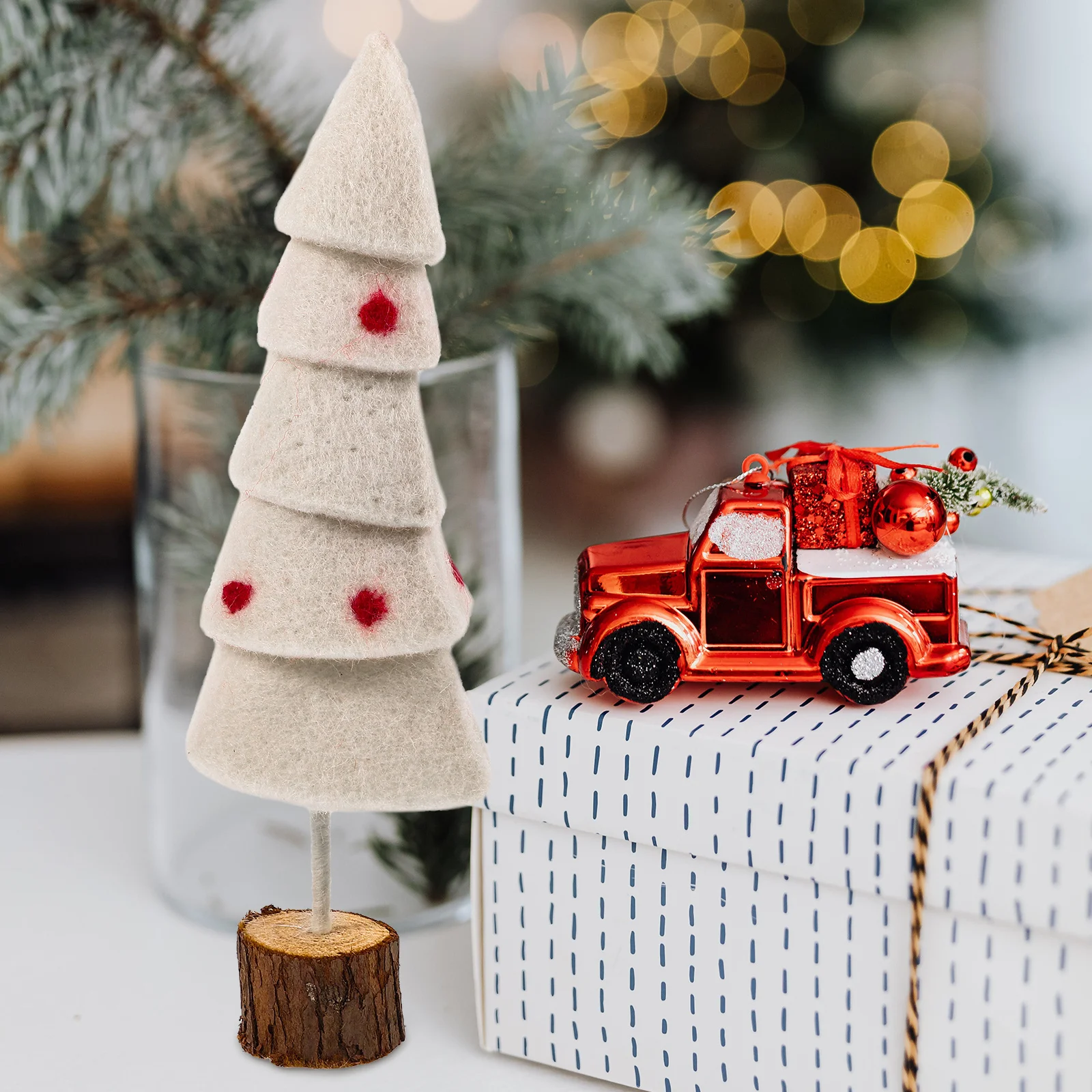 

Mini Christmas Tree Ornaments Indoor Decor Centerpiece Rustic Table Tabletop Desk