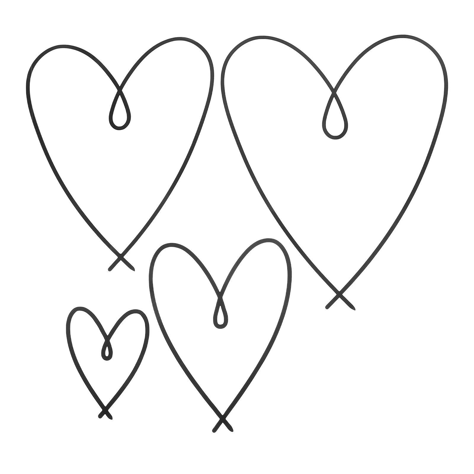 

4Pcs Heart Wire Wall Decor Metal Hanging Romantic Art Sculpture Bedroom Living Room Minimalist Iron Pendant Wall Decoration