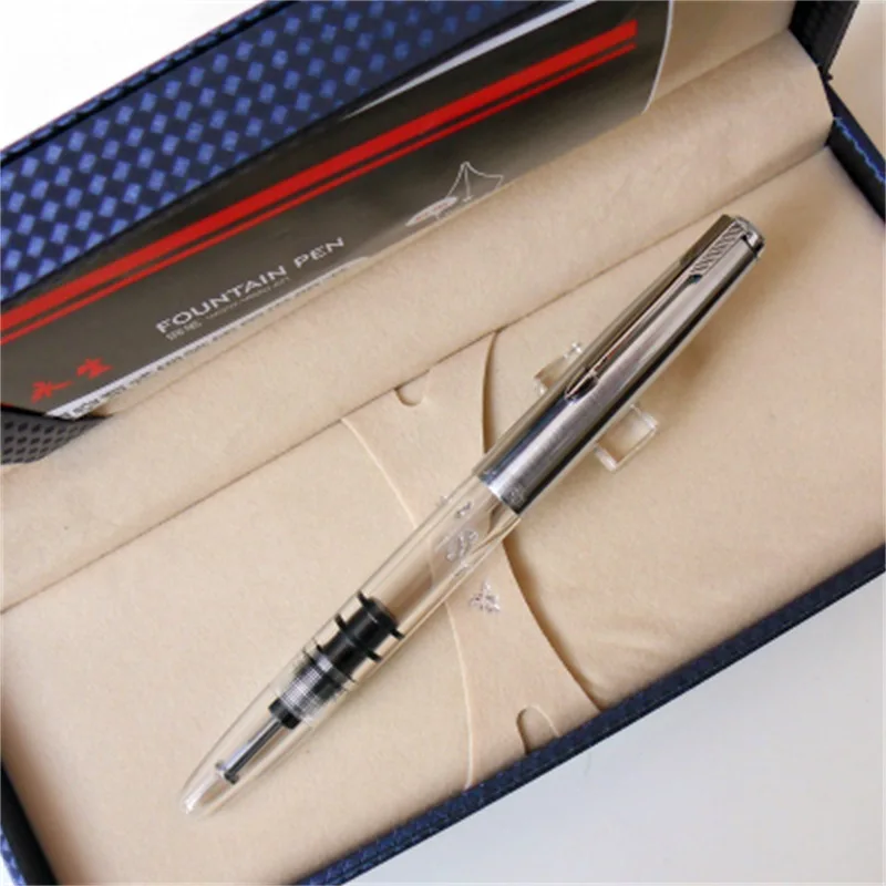 Wingsung 601 Vacuum Filling 12K Fountain Pen Big Size Gold F 0.5mm Nib Writing Ink Pen Office School Supplies Calligraphy Pen