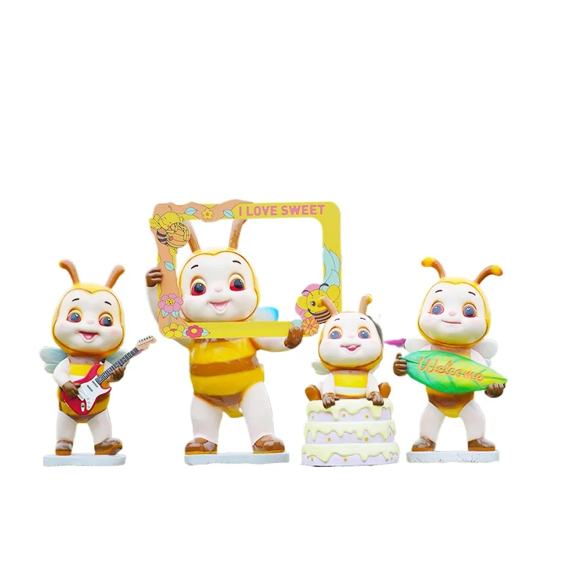 

Cartoon little bee outdoor fiberglass sculpture garden landscape garden courtyard real estate community kindergarten decoration