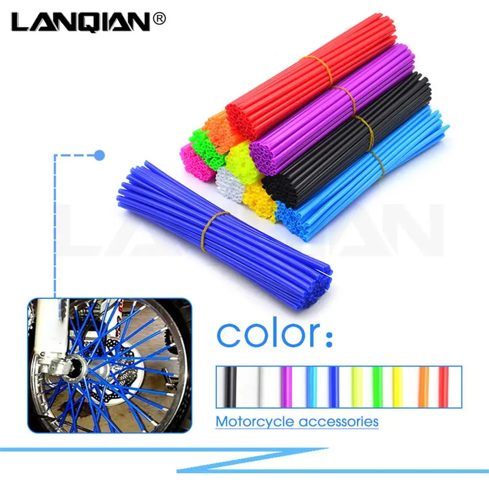 AliExpress LANQIAN 72pcs Universal Dirt Bike Motorcycle Wheel spoke skins cover For KAWASAKI KLX250S KLX300 KLX250 KDX220 KDX200 KDX50 KL250 KL650