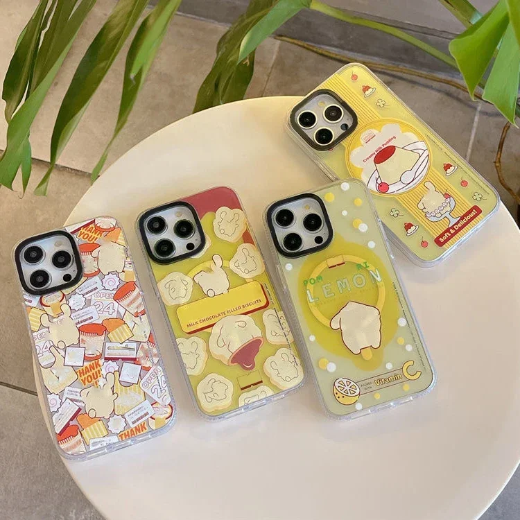 Cartoon Lemon Dog MagSafe Acrylic Transparent Border Phone Case Cover for IPhone 13 14 15 16 Pro Max Case for IPhone 16 Pro Max