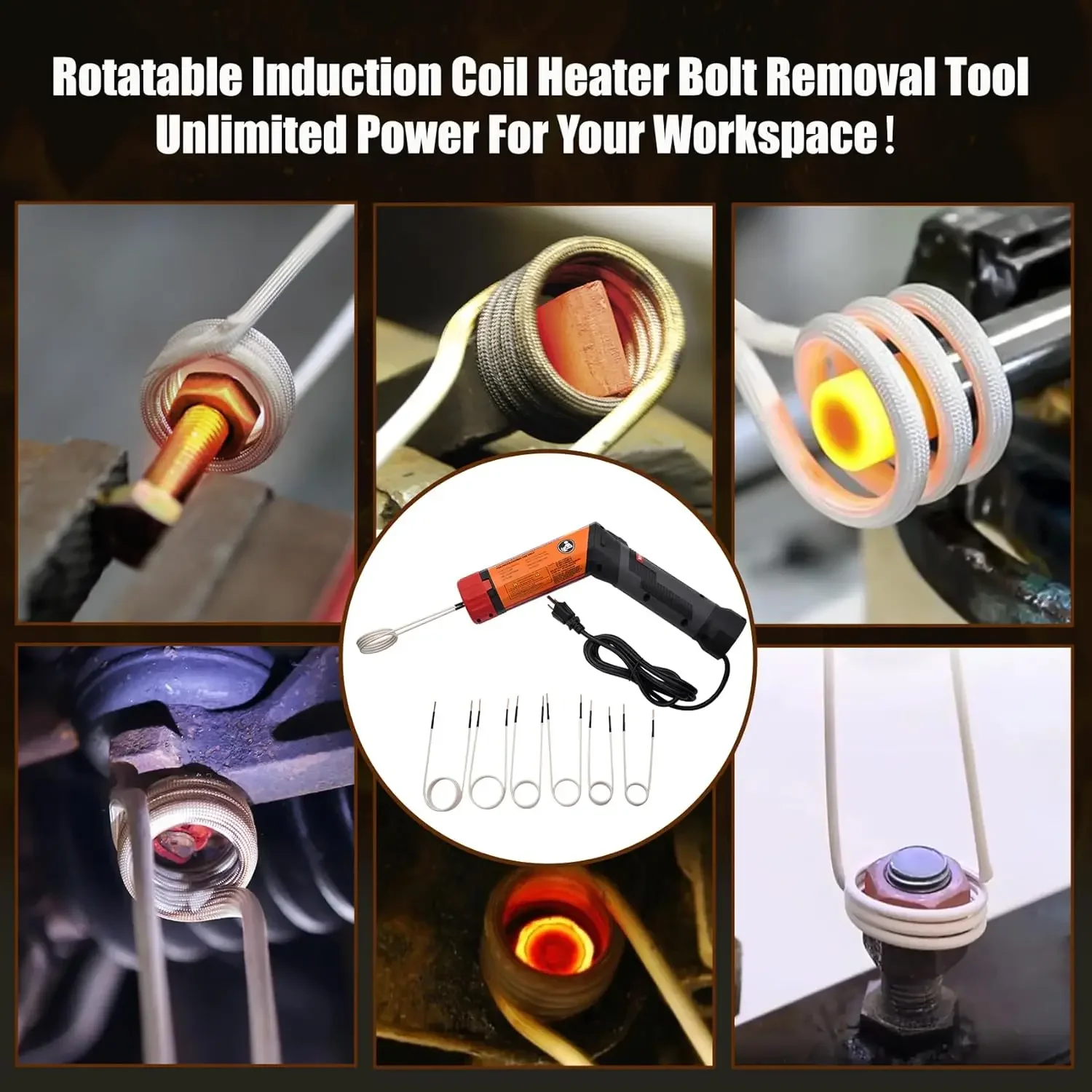 1.1KW الدورية المغناطيسي جهاز تسخين حثي عدة مع 3/8 لفائف ترقية أداة التدفئة عديمة اللهب لإصلاح السيارات مزيل الترباس 110 فولت 220 فولت #3