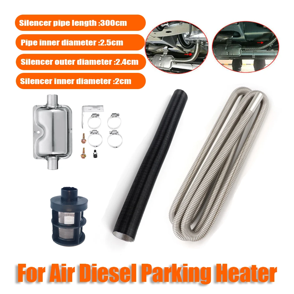 

300cm Air Diesel Heater Ducting Air Intake Exhaust Pipe Silencer Muffler Parking Heater for Car Camper Caravan Truck