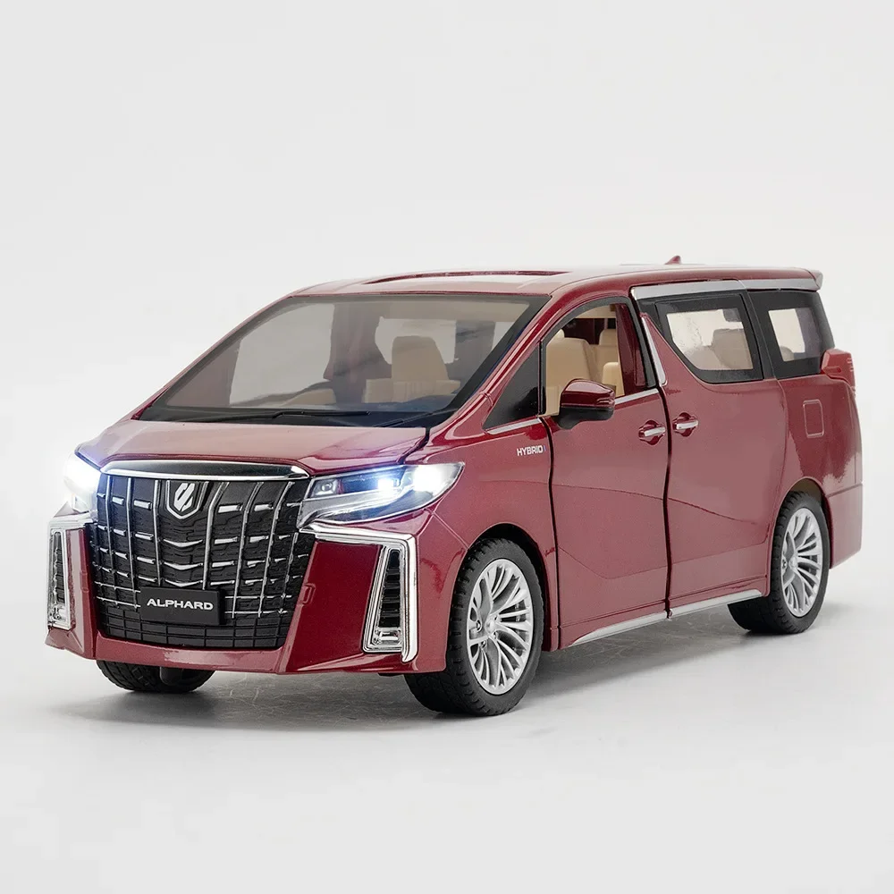 1:24 Toyota ALPHARD MPV Van Diecast Toy Car Model Miniature Pull Back Sound & Light Doors Openable Collection Gift Boy C317