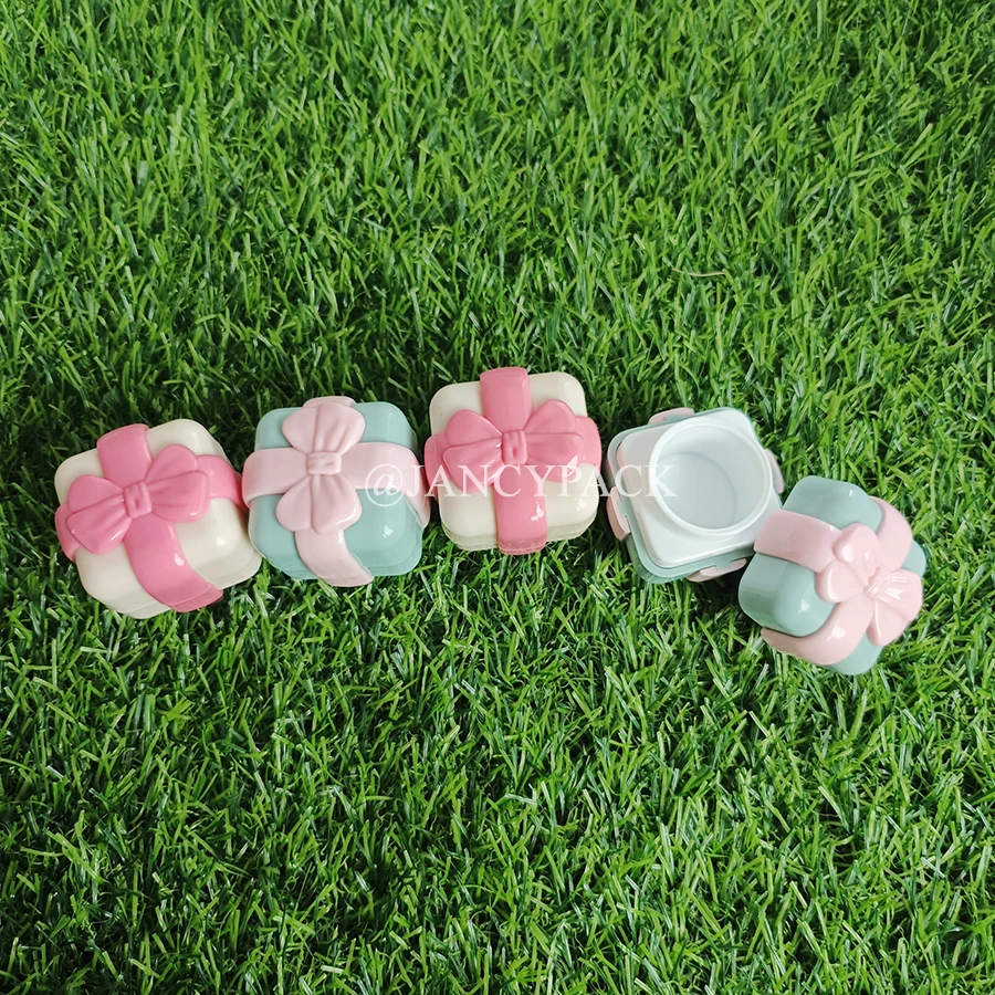 5g Roze Strik Cap Lege Lippenbalsem Pot Scrub Container Vierkante Cosmetische Lip Scrub Container Oogcrème Potten Make opbergdoos