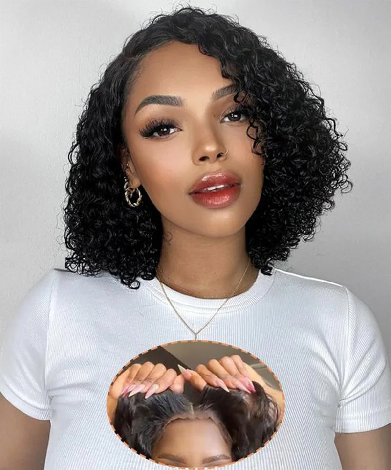 

Bob deep wave 5x5 hd lace frontal human hair wig for women Brazilian glueless preplucked transparent curly wigs ready to wear