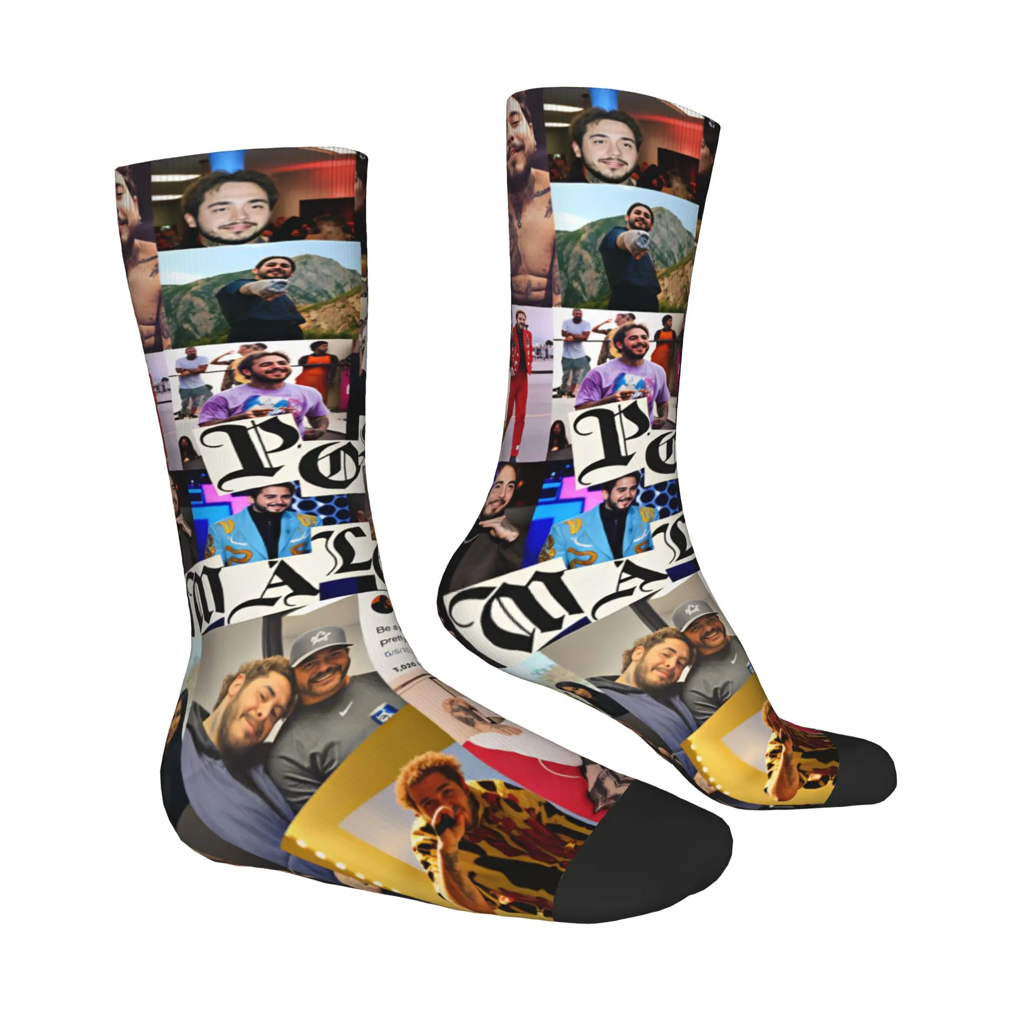 Funny P-Posts Popular Rapper M-Malones Socks Men Women Warm 3D Print  Basketball Sports Socks