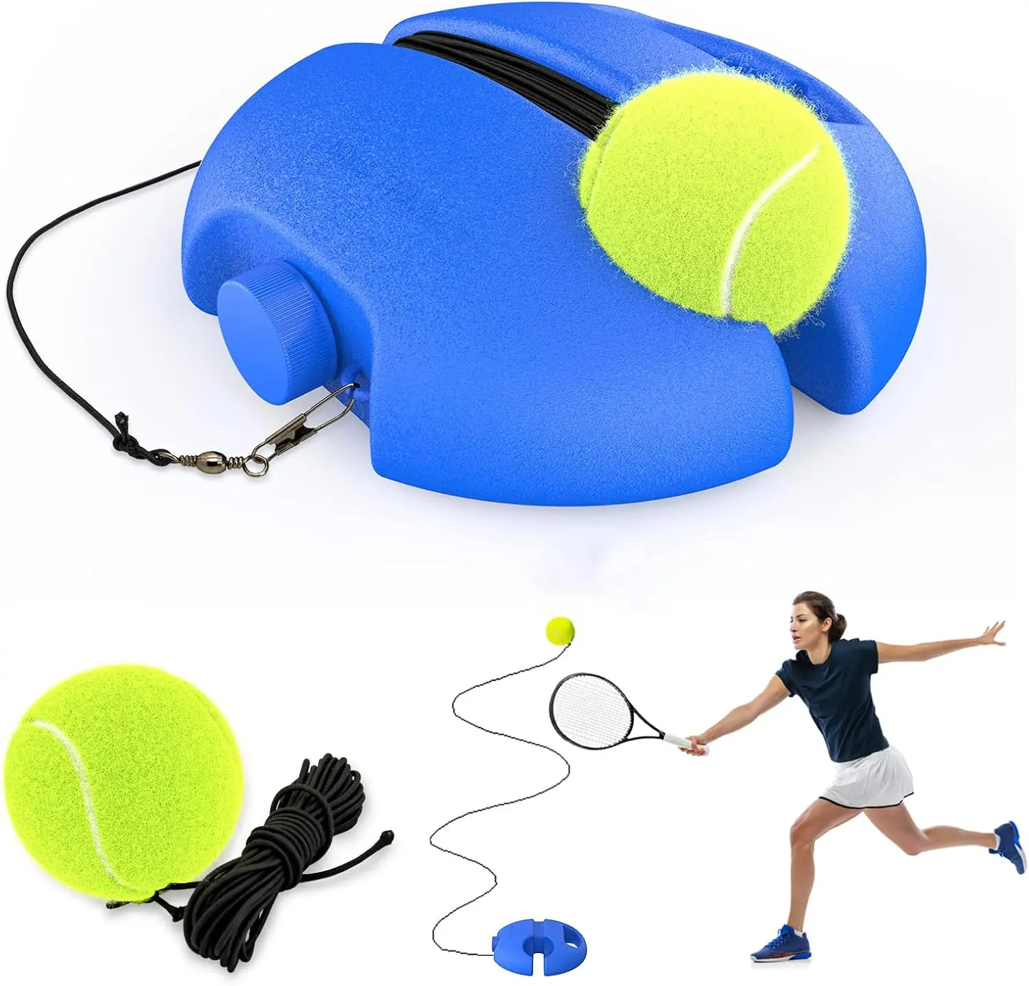 

GPortable Tennis Rebounder Kit Tennis Trainer Rebound Ball Solo Training Equipment 1 String Balls for Beginners Exercise