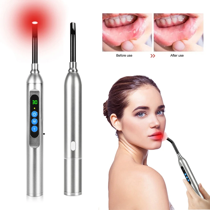 Red Light Therapy Device for Cold Sore Canker Sore 660nm 850nm Near Infrared LED Light Therapy Narrow Beam for Oral Sore Problem