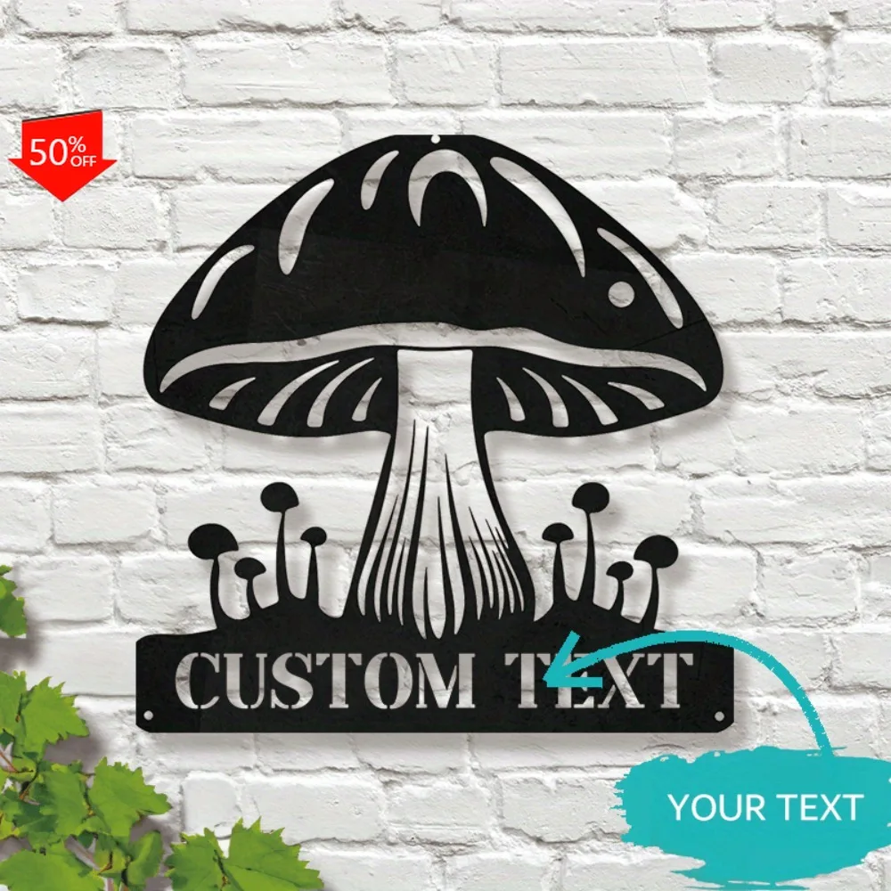 

1PC Custom Cartoon Themed Mushroom Metal Wall Art Personalize with Name for Home Garden Irregular Detachable Custom Sign