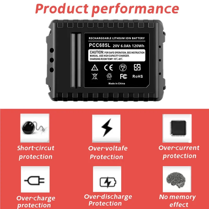 3 opakowania baterii litowo-Ersatz 6000 mAh 20 MAX do Porter Kabel 20 V PCC685L PCC680L PCC682L Bezprzewodowy Werkzeuge