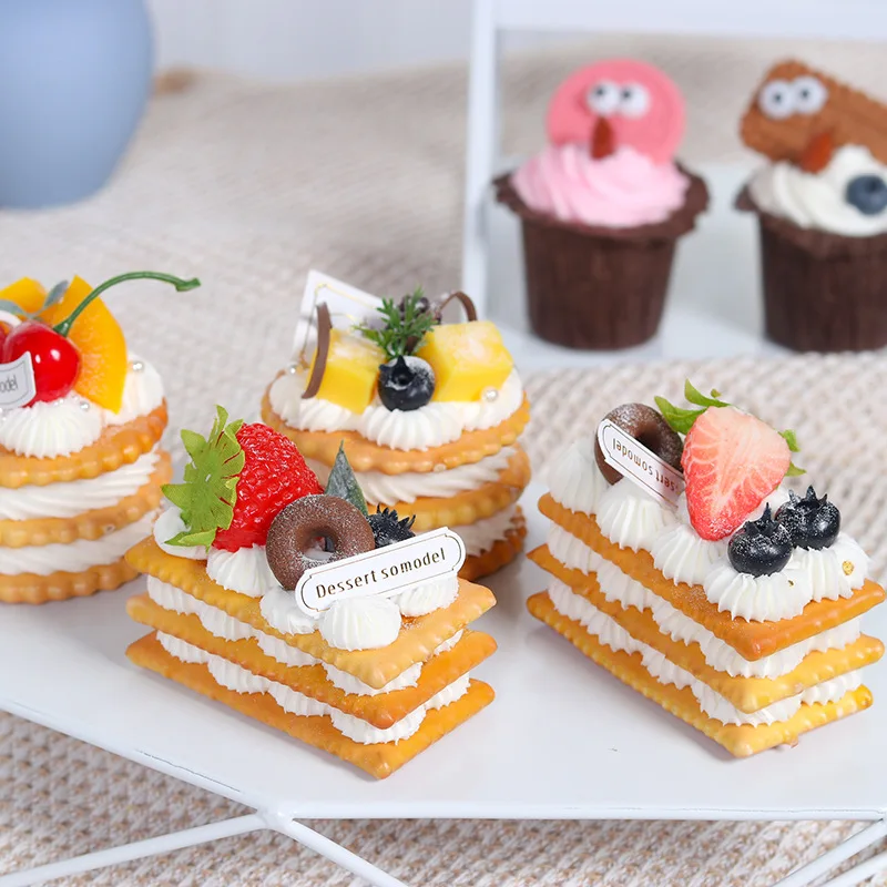 1PC Artificial Kitchen Cakes Dessert Fake Food Decoration Photography  Food Simulation Cake Model Tea Table Decoration FCYY-002