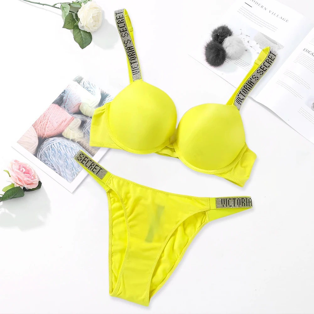 Victoria's Secret damesmode-lingerieset, sexy ademend, zacht, veelzijdig shapewear, sexy lingerie bh en slipje set, push-up
