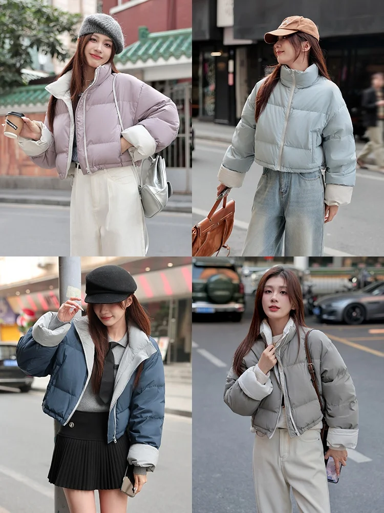 

Однотонная женская утепленная зимняя куртка-пуховик с воротником-стойкой, приталенная, для повседневной носки