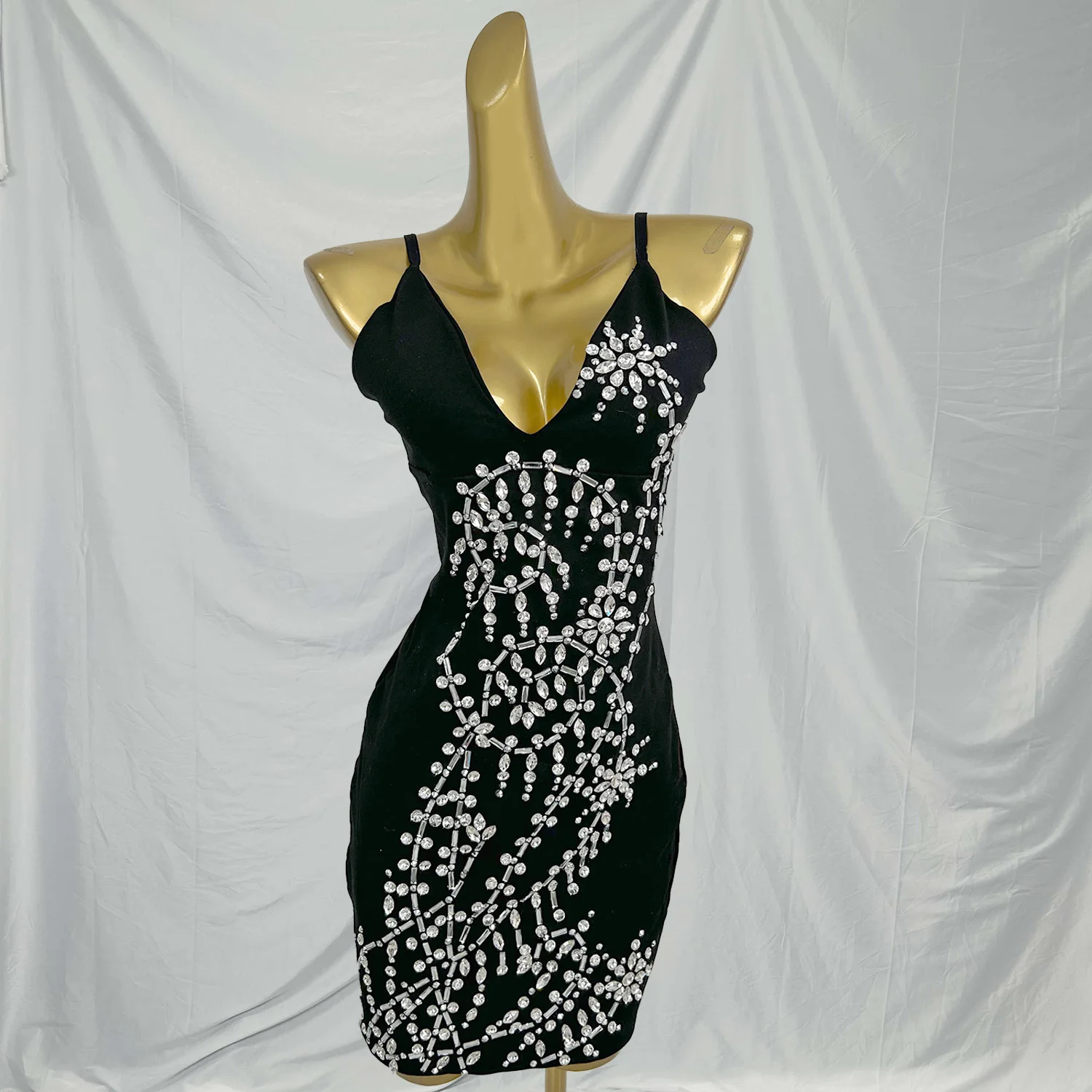 

Elegant V Neck Birthday Prom Hip Wrapped Dress Ladies Cocktail Rhinestone Dress Evening Gown Women Nightclub Party Mini Dress