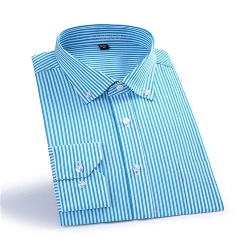 

2026 Men's Long-Sleeve Striped Business Shirt, Wrinkle-Free, Various Styles, Comfortable for Work, Fast Shipping