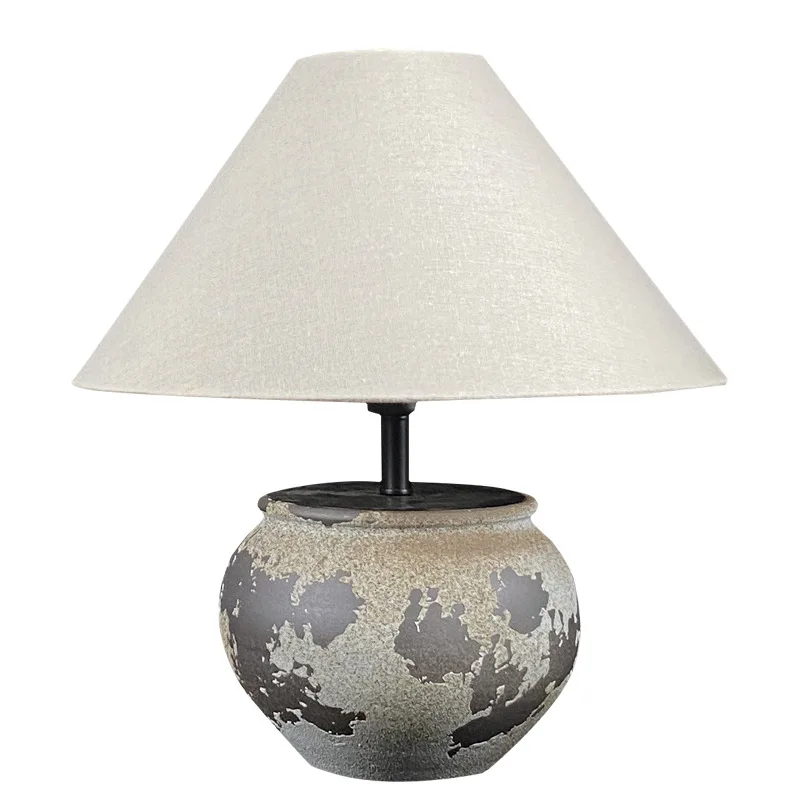 

wabi-**** wind table lamp Jingdezhen ceramic lamp courtyard Japanese tea room retro Zen live stream atmosphere three-color lamp