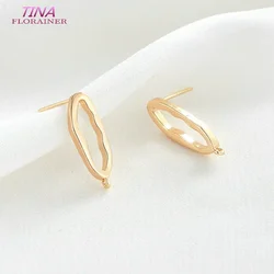 6.5*19MM 14K Gold Color Plated Brass Ovlal Shaped Stud Earrings Pins High Quality Diy Jewelry Findings Accessories