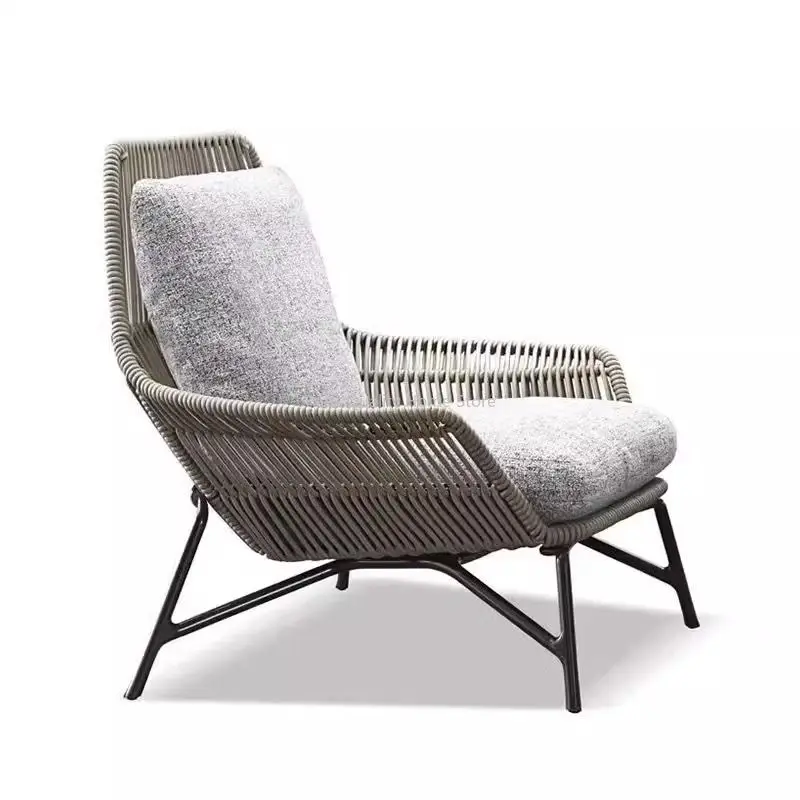 Nordic Outdoor Balkon Rattan Stuhl Villa Hof Garten Sonnenschutz Outdoor Freizeit Faul Seil Gewebt Sofa Stuhl