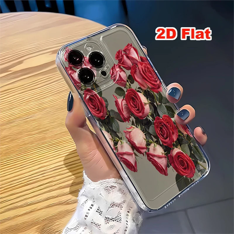 2D Flat Soft Silicone Phone Case For iPhone 17 Pro Max 16 18 Pro 13 11 15 14 Plus 12 17 16E 17Promax Shockproof Transparent Funda Cover