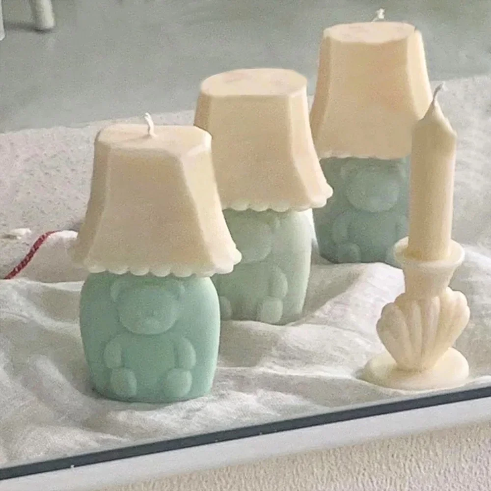 3D New Shell Candle Silicone Molds Bear Table Lamp Korean Scented Candle Mold DIY Soap Handmade Wax Mold Home Decor