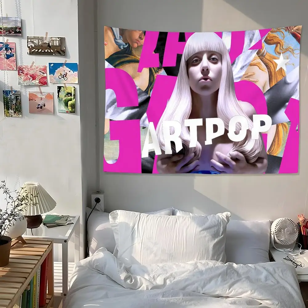 Lady G-Gaga Singer Tapestry Custom Home Living Room Bedroom Wall Decor Wallpaper Backdrop Cloth With Clips