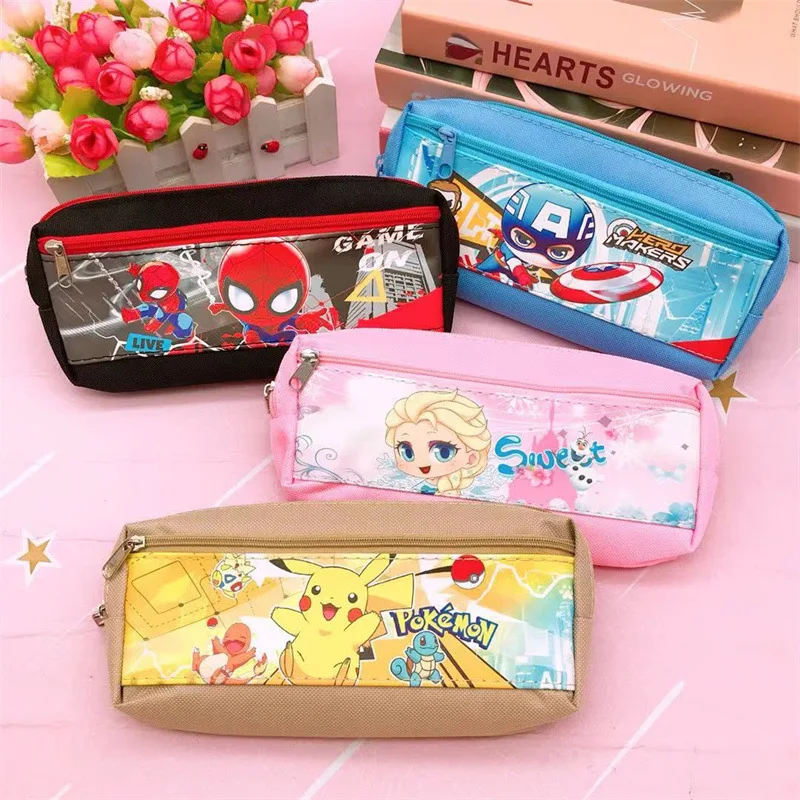 12 pcs/lot Creative Hero Pokemon Princess Pencil Case Cute Pencil Box Stationery Pen Bag Stationery School Supplies