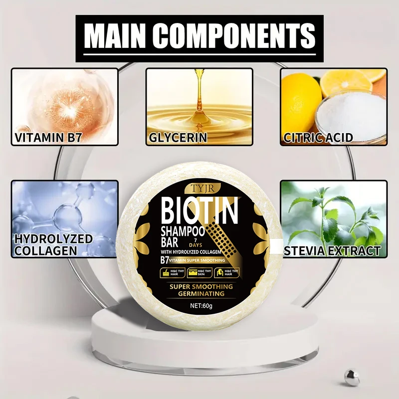 60g Biotin Shampoo Soap, Deeply Moisturizing and Hydrating, Nourishes and Smoothes Hair, Making It More Soft, Smooth, and Shiny, Suitable for All Hair Types