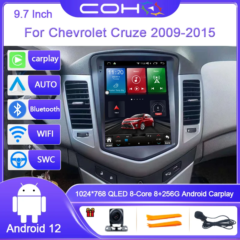 

9.7 INCH For Chevrolet Cruze 2009-2014 Android 12 Car Radio 1024*768 8G+256G Multimedia Video Player GPS Navigation Stereo