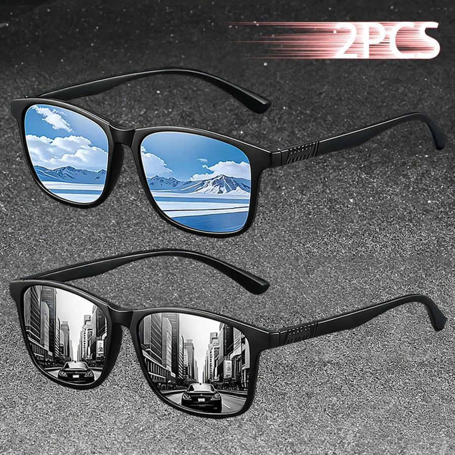 2 Stück Modische Vintage-Sonnenbrille mit Karomuster, Minimalistisches Design für Männer und Frauen, Reisen, Autofahren, Angeln, Marken-Designer Freizeit-Sonnenbrille