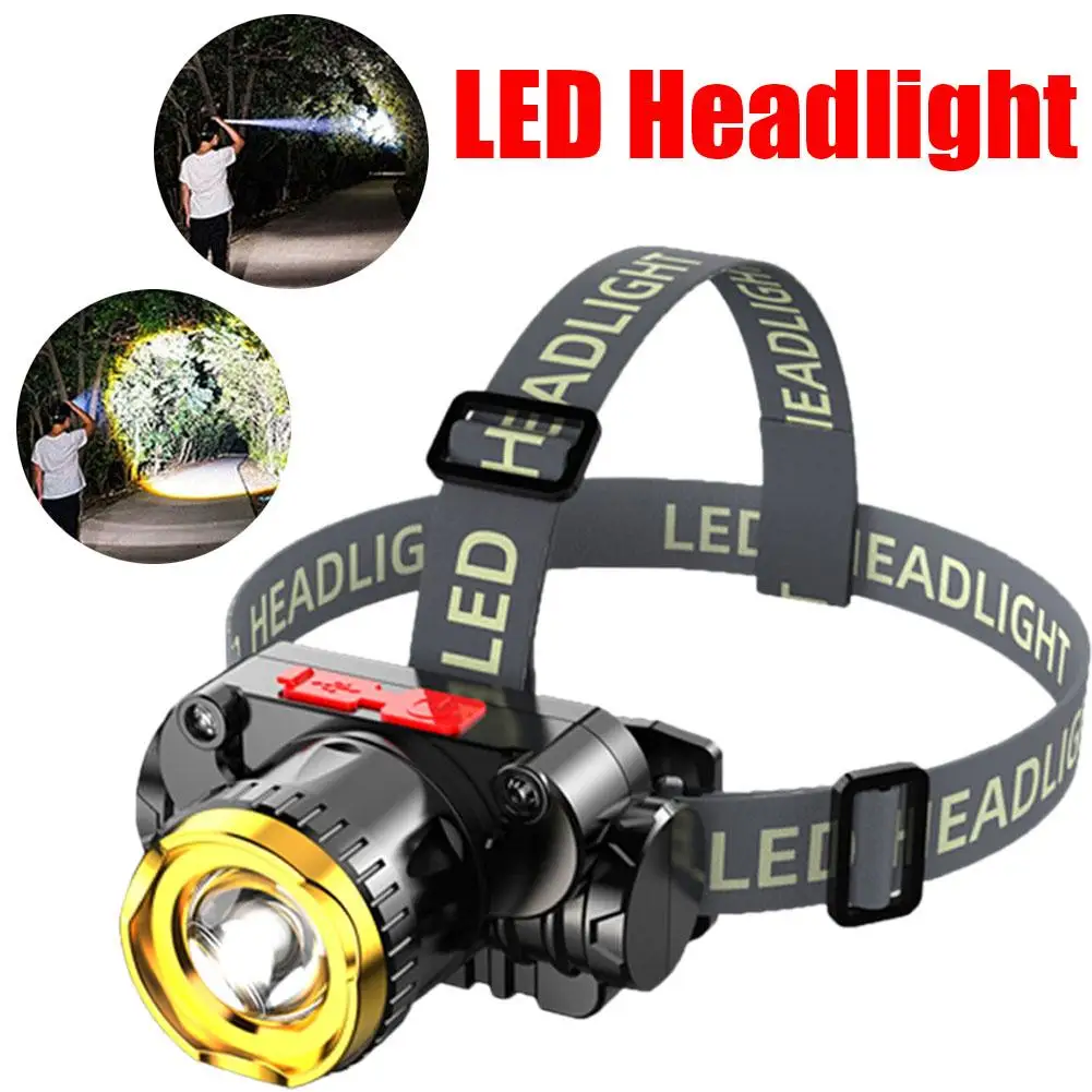 

LED Headlights With Strong Light Rechargeable Zoom Is Night Headworn Flashlight Miner's Fishing Super Lamp Bright Telephoto R1U2