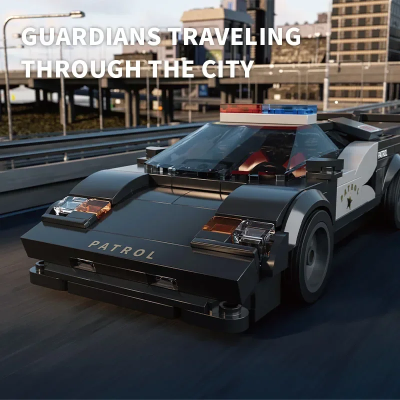 Blocs de construction de voiture de Police de patrouille de ville, 266 pièces, modèle de véhicule, briques, ornements de bureau, jouets éducatifs de bricolage, cadeaux de vacances pour enfants