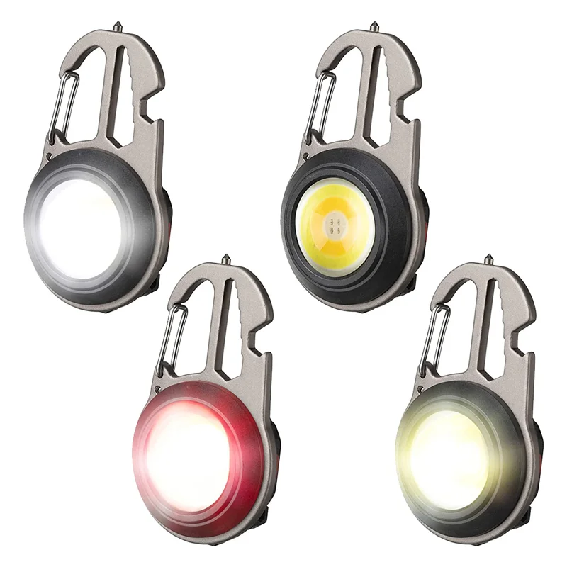 4 Pcs LED Mini COB Flashlights 7 Light Mode Light Keychain Flashlight 500 Lumens Bright Pocket Flashlight Rechargeable