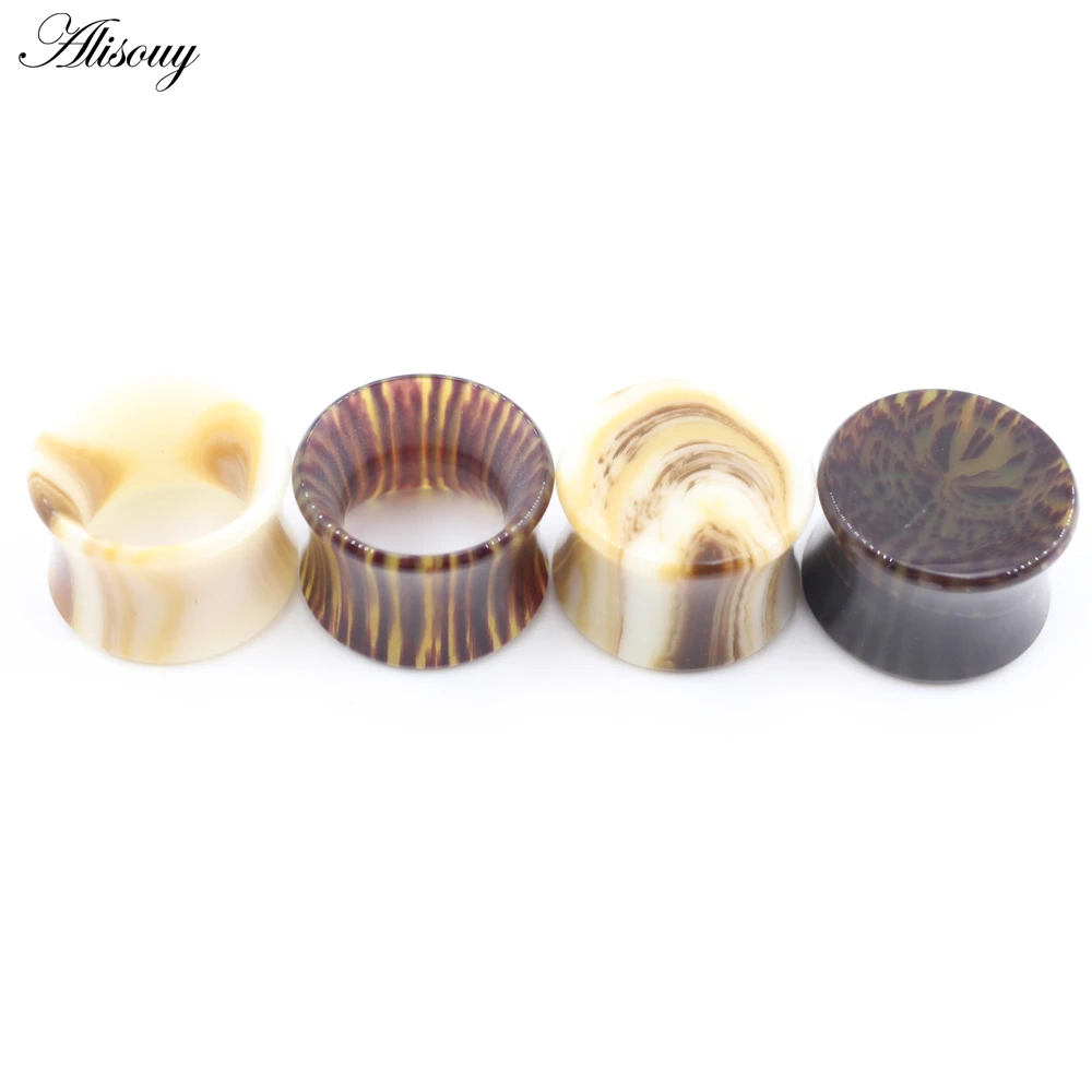 Alisouy 2PC 6mm-25mm Solid Hollow Acrylic Double Flared Ear Plugs Tunnel Expander Stretcher Earrings Gauge Piercing Body Jewelry