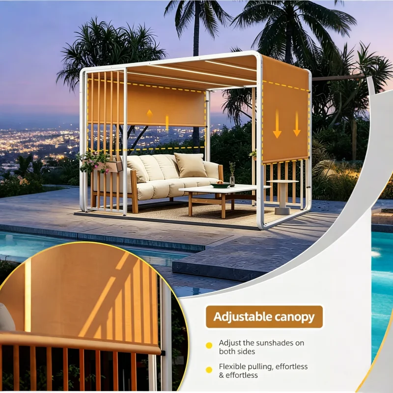 Picture 3: Any Size Custom Rounded Edge Safe Aluminum Gazebo Thick Alloy Frame Adjustable Side Shades UV Resistant Backyard Leisure Canopy