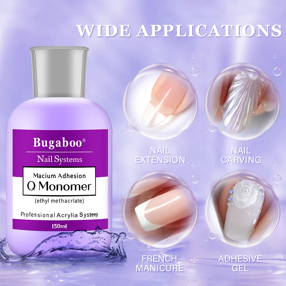 Monomère liquide acrylique EMA 5OZ, 150/120/75/40ml, liquide cristal acrylique à séchage rapide pour extensions d'art des ongles, outils de poudre à découper