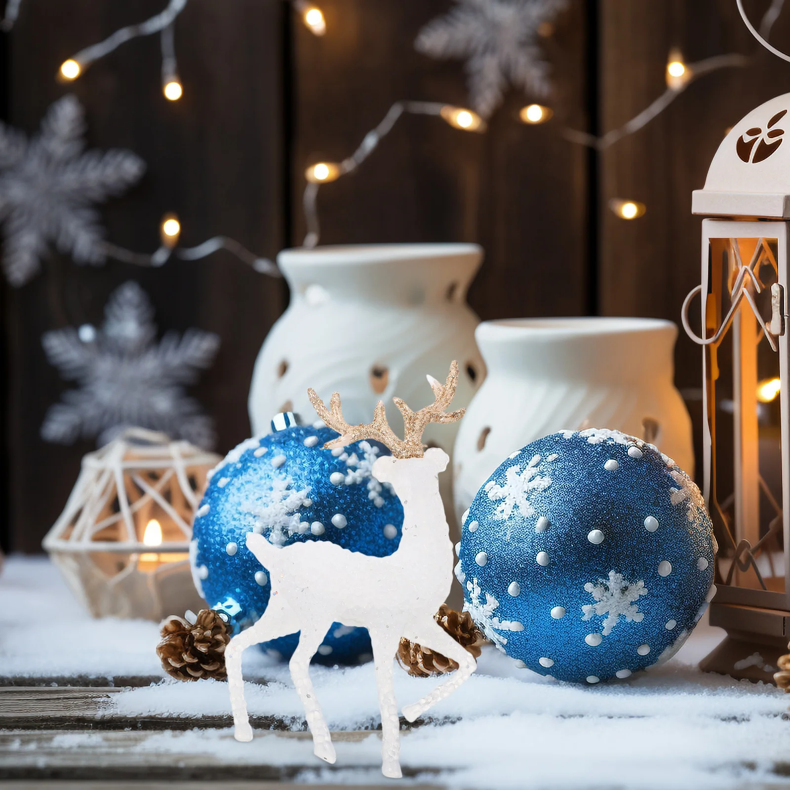 

6Pcs Christmas Reindeer Elk Ornaments Adorable Party Decorations Plastic Standing Deer Crafts Desktop Holiday Table Decor