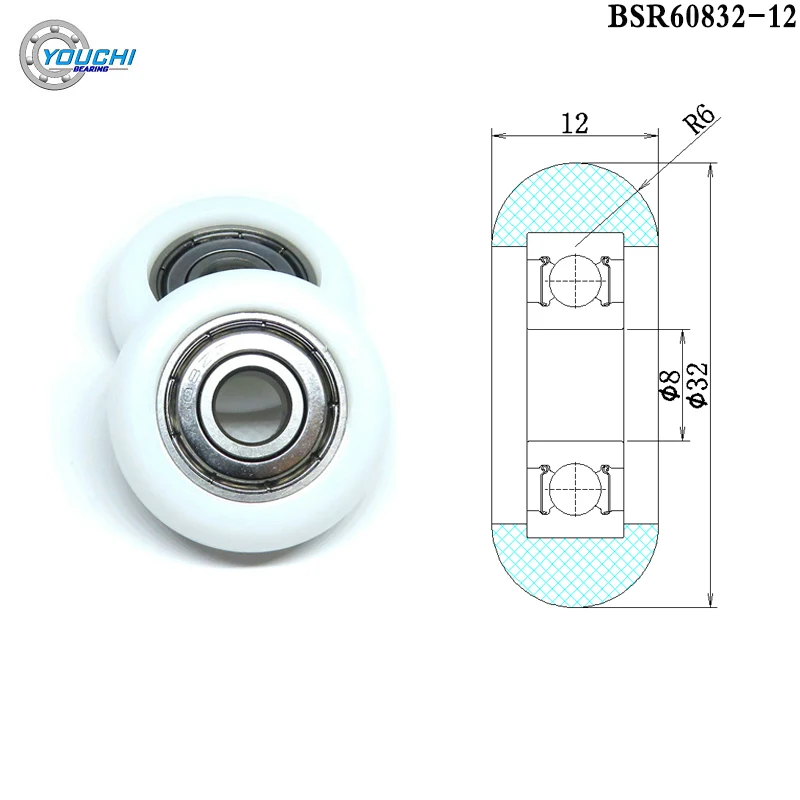 

4pcs 8x32x12 Rowing Seat Wheels OD 32mm Rower POM Pulleys BSR60832-12 8*32*12 Rowing Machine Rollers