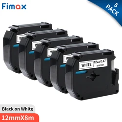 Fimax M-K231 M-K221 Compatible for Brother MK231 MK 231 Black on White 9mm 12mm Laminated Strong Adhesive Label Tape PT-80 PT-70