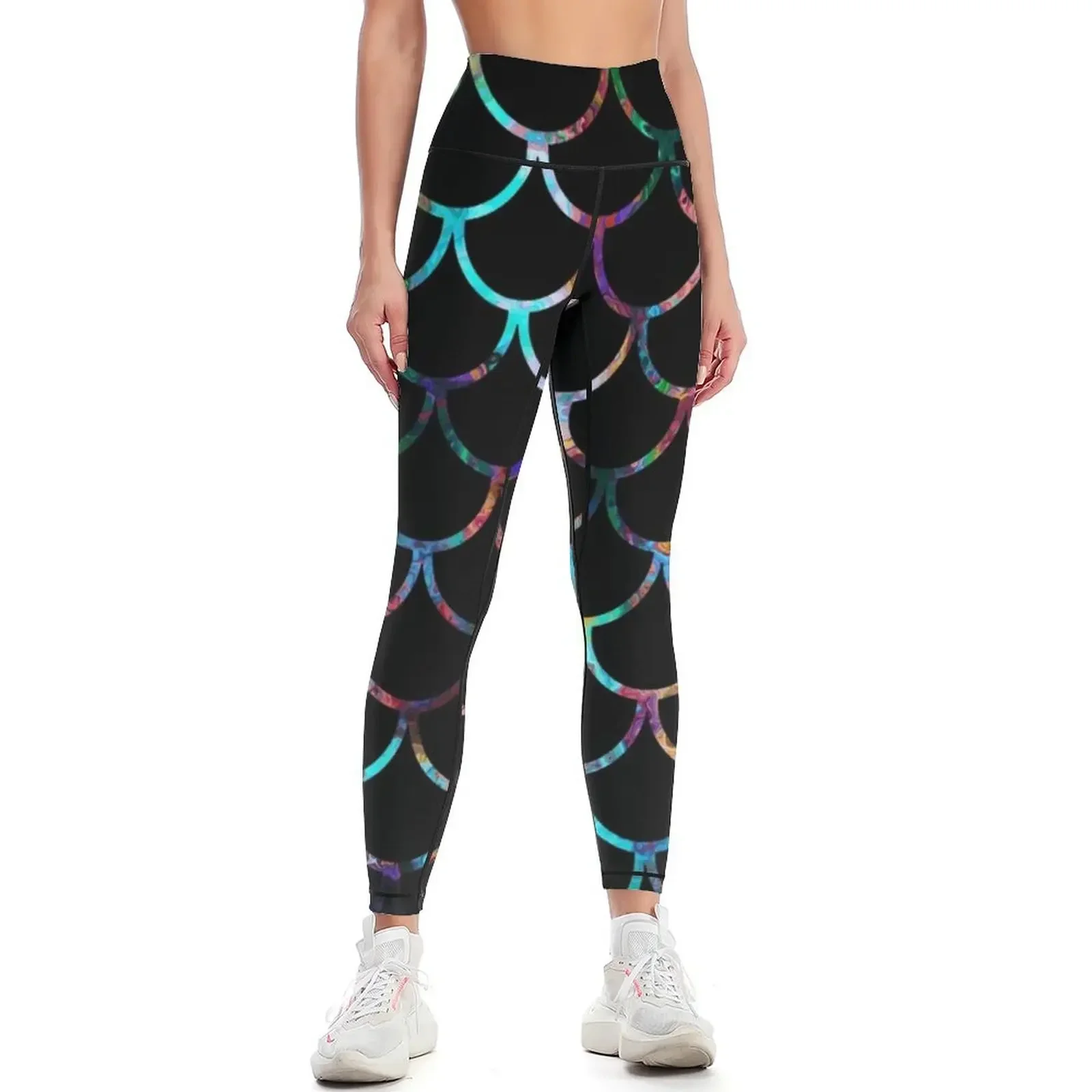 

Abstract Black Fish Scales Pattern Leggings gym clothing Fitness woman Legging sport workout clothes for Womens Leggings