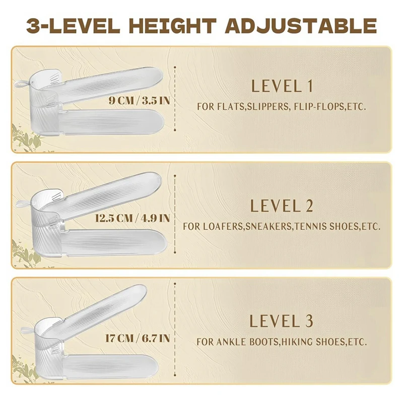 

A33R-12Pack Органайзер для обуви для шкафа, регулируемая полка для обуви, экономия места для обуви, полки для обуви для общежития в шкафу